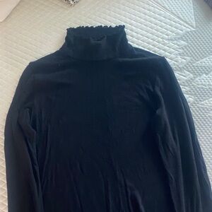 Wilfred Midnight Black Ruffled Turtleneck